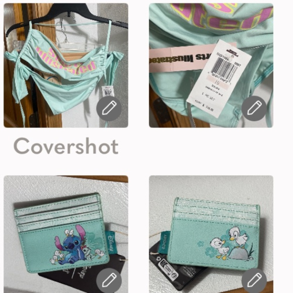 RARE Sports illustrated Lt green Logo bikini size 10+STITCH🐤ID wallet NWT